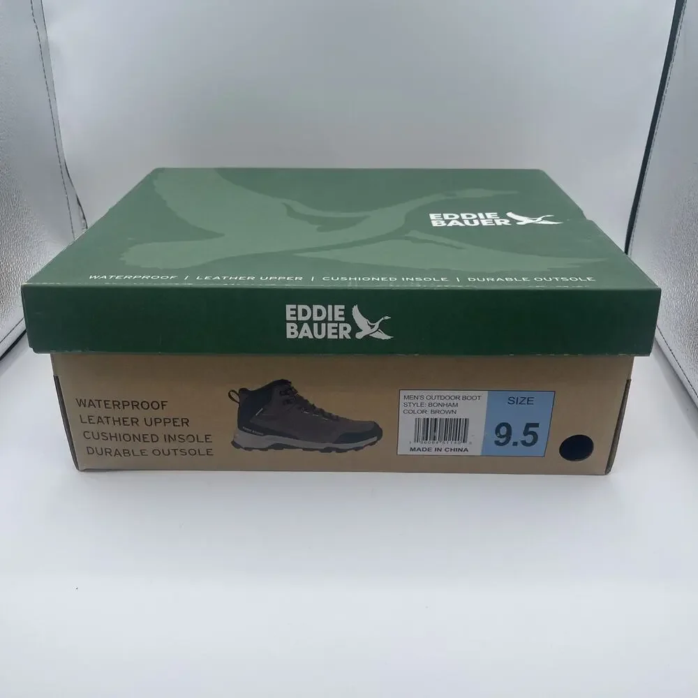 NEW Eddie Bauer Bonham Hiking Outdoor Boots MENS Brown Lace Up Leather SIZE 9.5‎